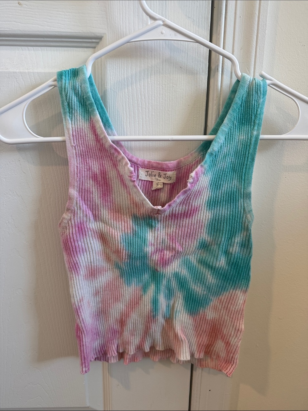 Jolie & Joy Women's Tie-Dye Ribbed Tank Top - Pink & Teal